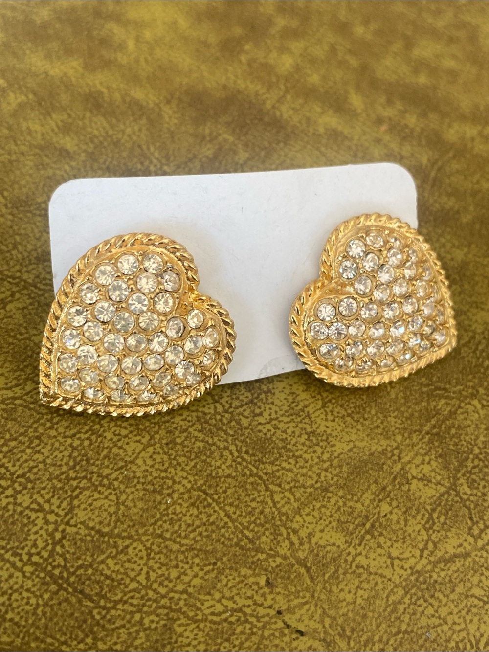 Gold Heart Crystal Stud Earrings - Elegant Women’s Jewelry